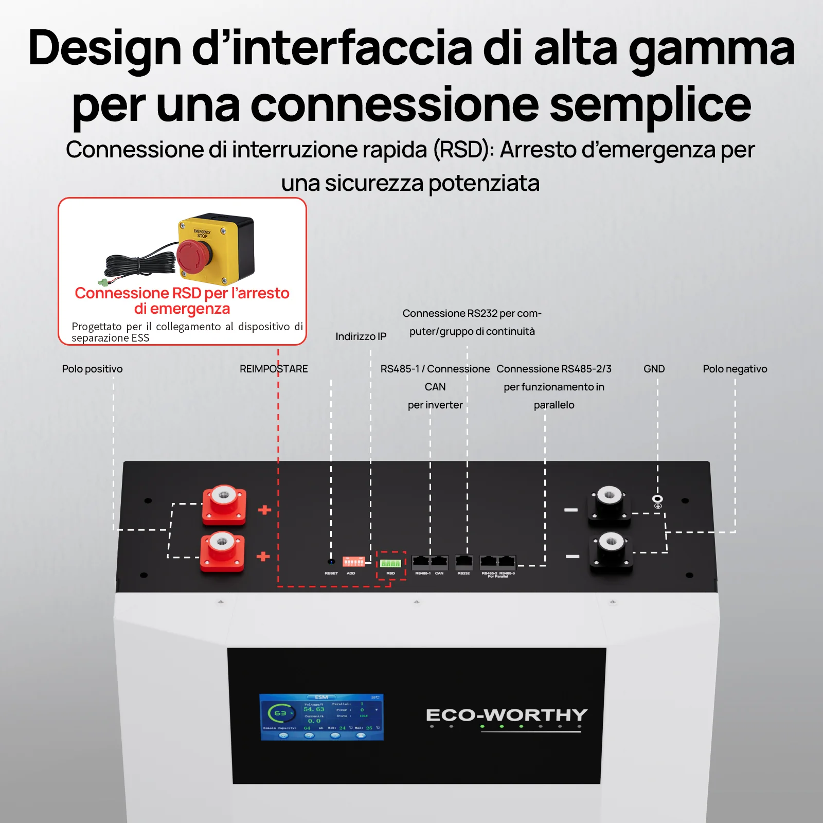 Batería de interior de montaje en pared ECO-WORTHY de 48V 100Ah con caja de conexiones | IEC 62619 | Apta para bajas temperaturas | 10 años de garantía - Image 10