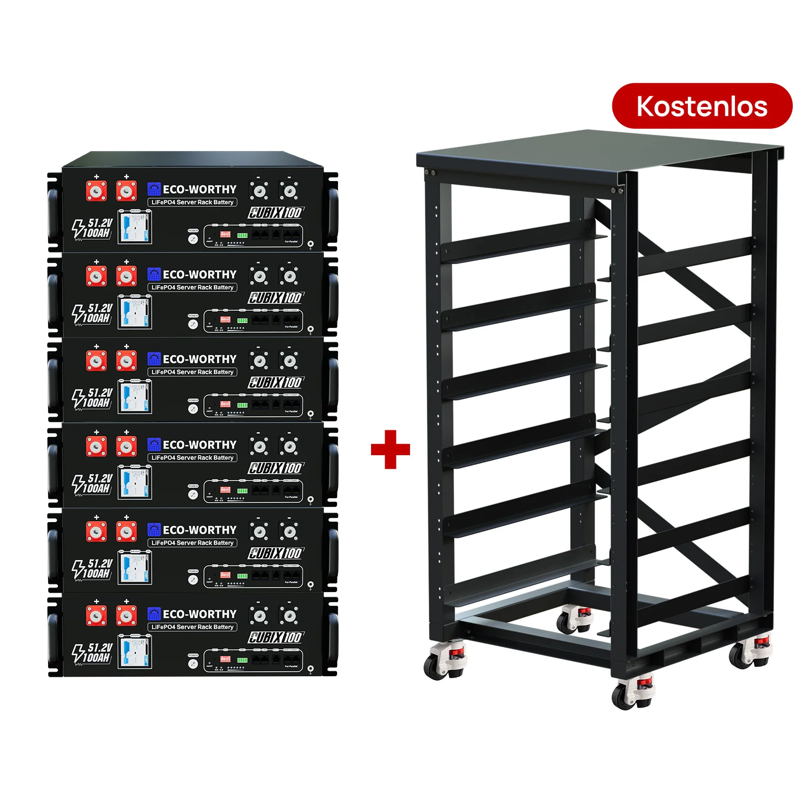 Batería para rack de servidor ECO-WORTHY de 48V(51,2V) 100 Ah LiFePO4, tamaño 3U, con Bluetooth y wifi- Versión 3 - Image 3