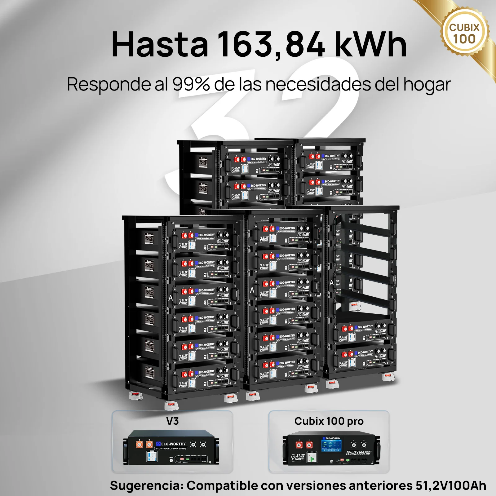 Batería para rack de servidor ECO-WORTHY de 48V(51,2V) 100 Ah LiFePO4, tamaño 3U, con Bluetooth y wifi- Versión 3 - Image 7