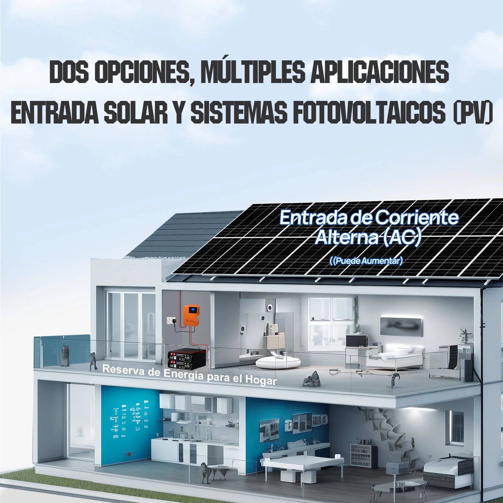 Energía de respaldo para el hogar ECO-WORTHY con LiFePO4 de 48V 100Ah e inversor híbrido de 48V 5000W - Image 11