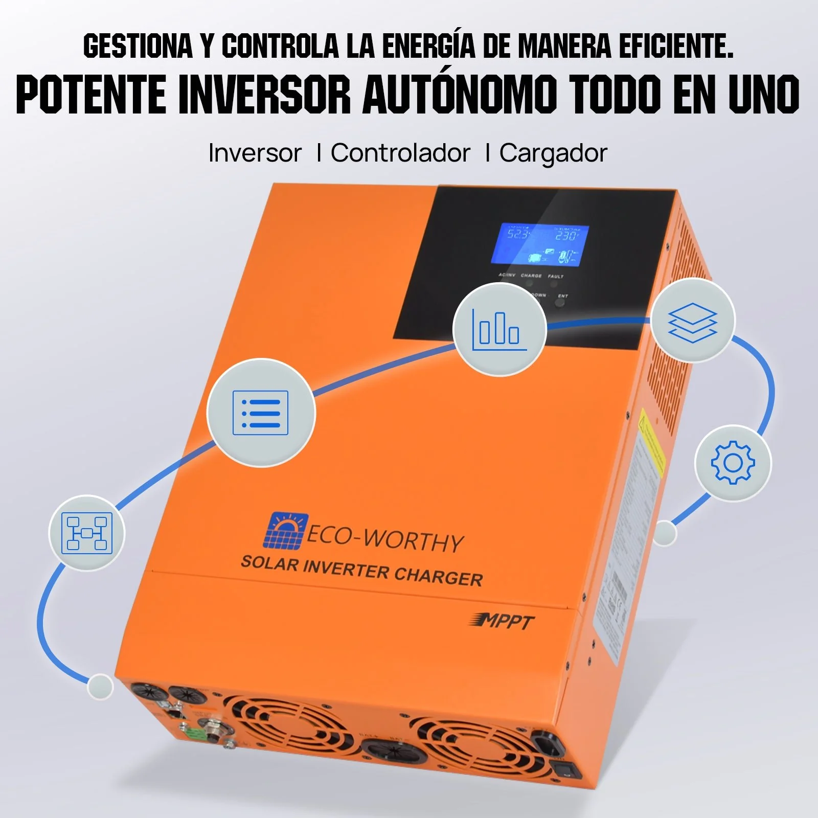 Energía de respaldo para el hogar ECO-WORTHY con LiFePO4 de 48V 100Ah e inversor híbrido de 48V 5000W - Image 6