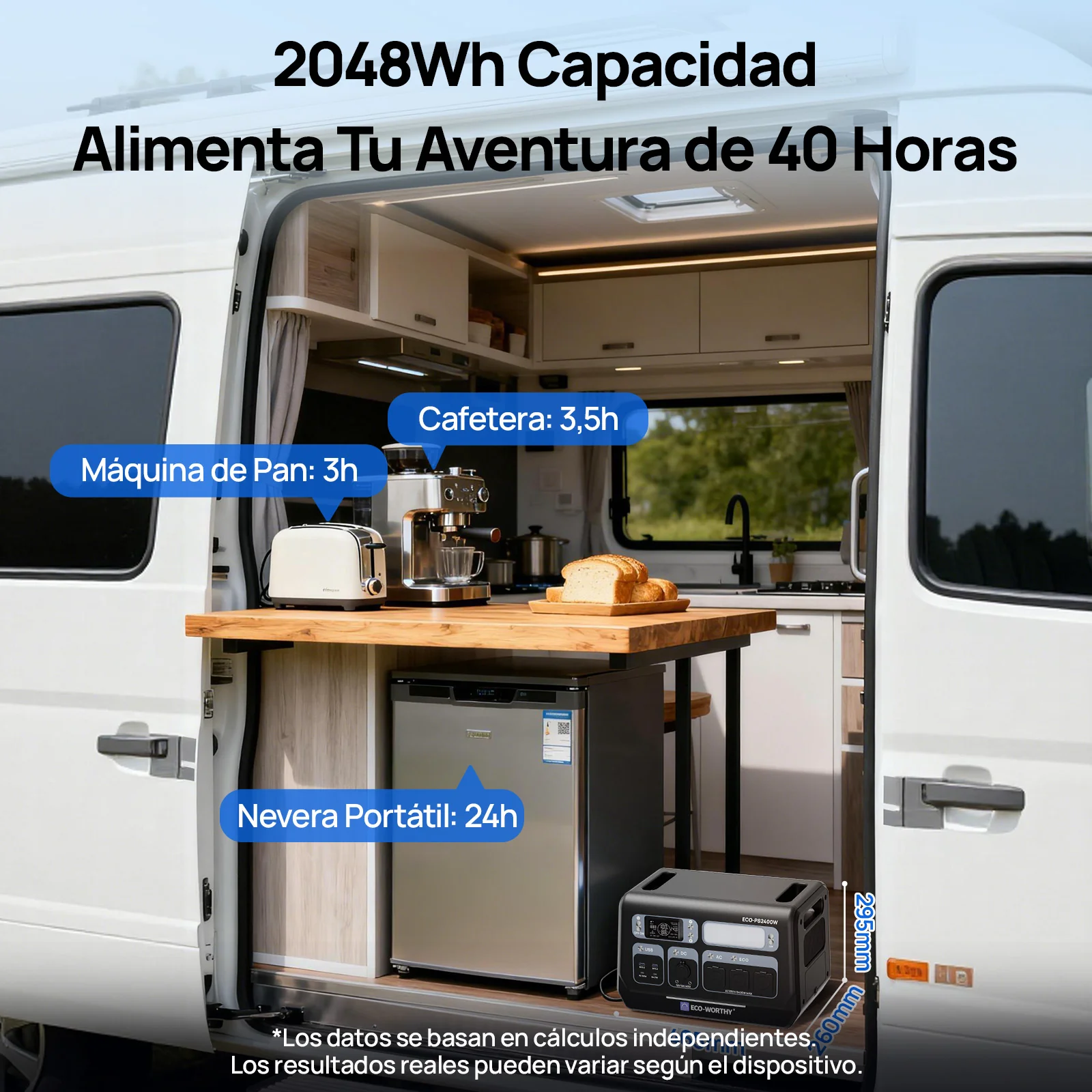 Estación de energía portátil de 2400W con batería de litio de 2048Wh | Fuente de alimentación de emergencia - Image 7