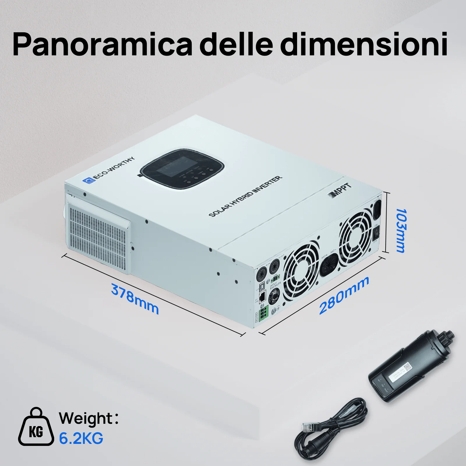 Inversor/cargador solar todo en uno ECO-WORTHY de 48V 3000W | MPPT de 60A, entrada fotovoltaica de 3400W - Image 8