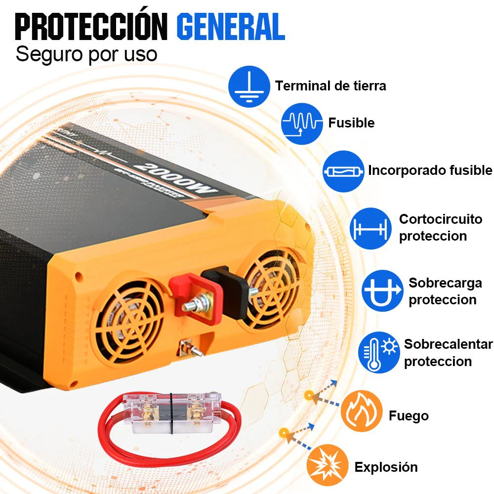 Inversor de Onda Sinusoidal Pura de 2000W de 12V a 230V para Kits Solares Aislada - Image 3