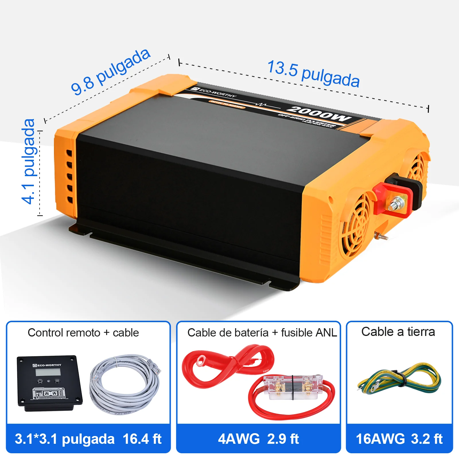 Inversor de Onda Sinusoidal Pura de 2000W de 12V a 230V para Kits Solares Aislada - Image 7