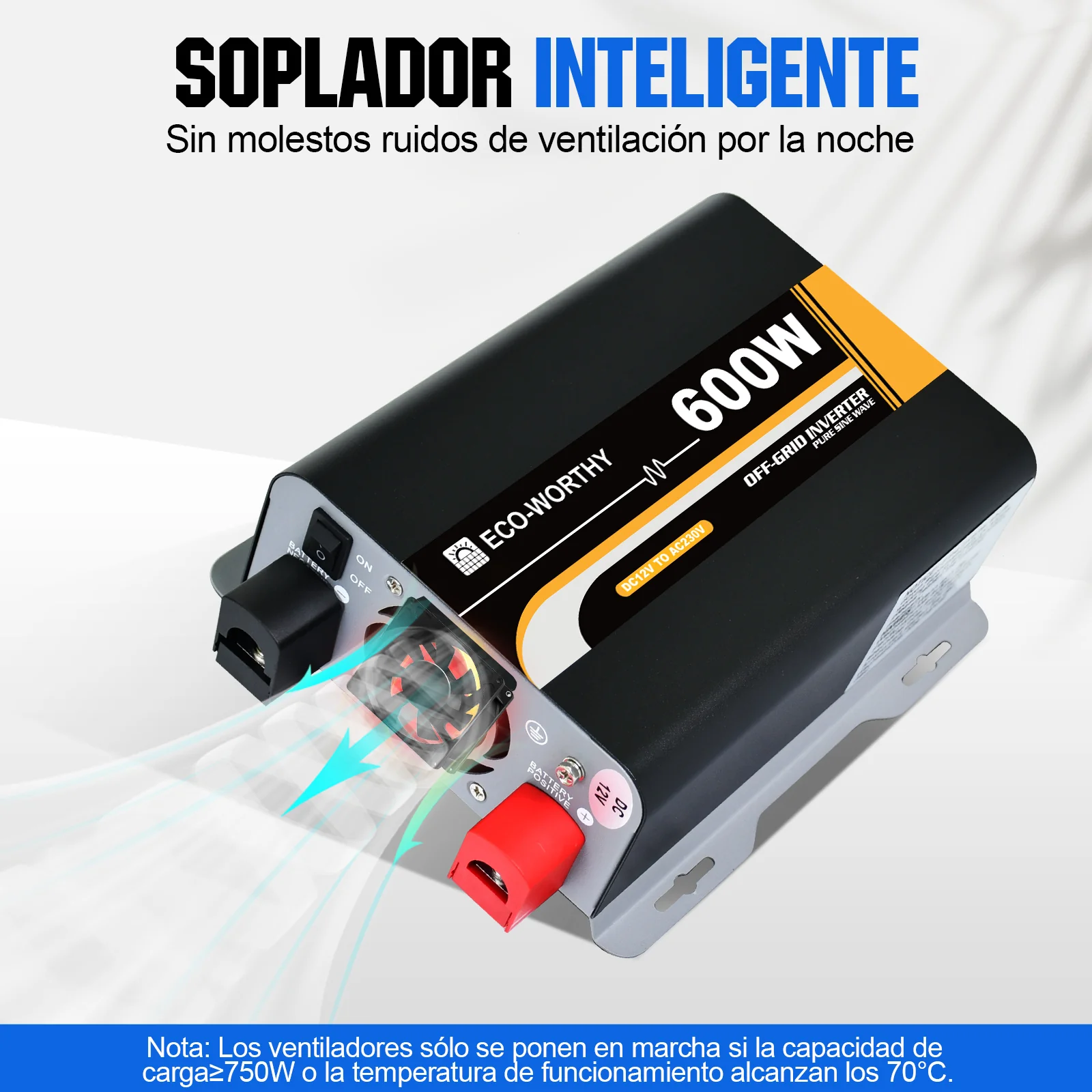 Inversor de Onda Sinusoidal Pura de 600W de 12V a 230V para Kits Solares Aislada - Image 7