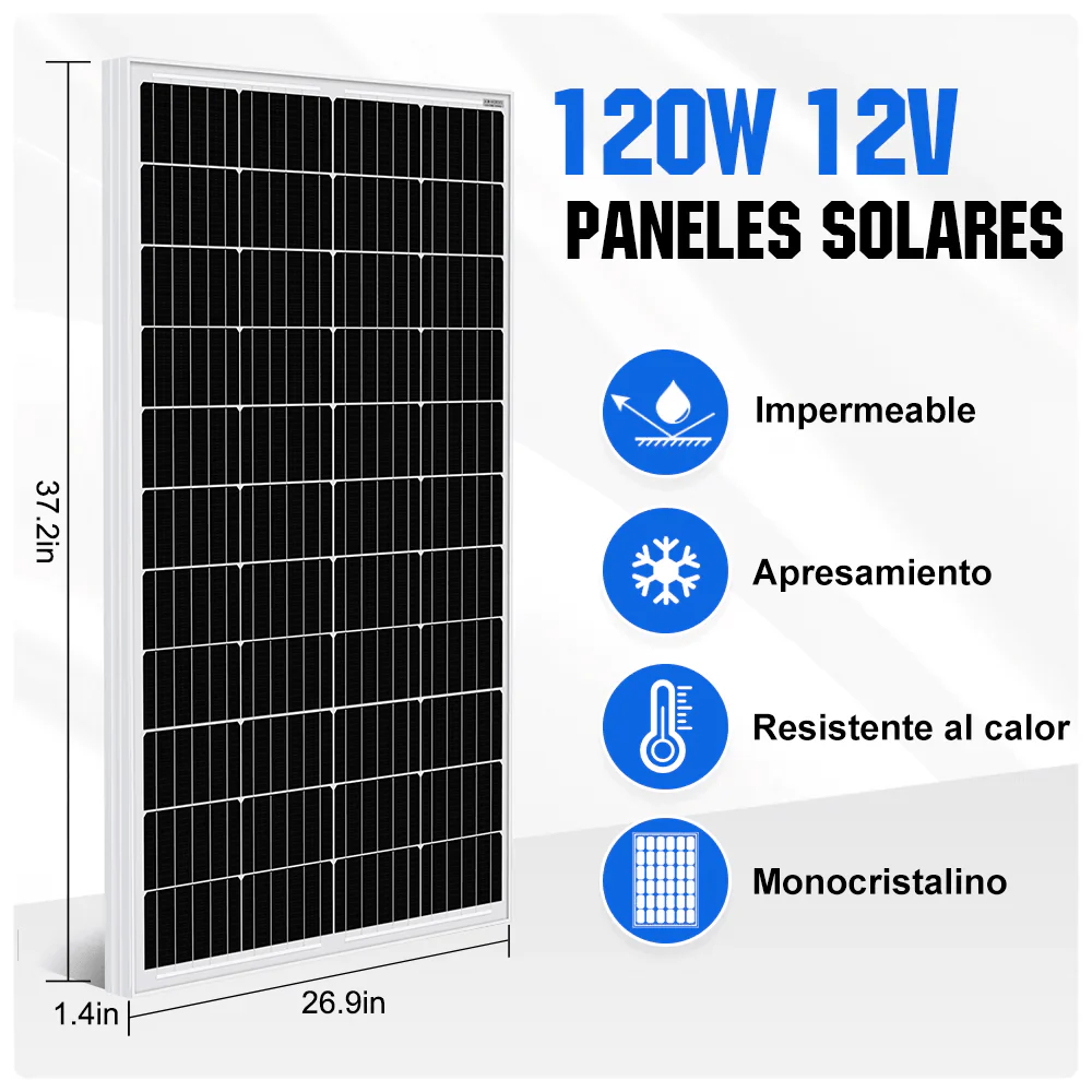Kit Solar Aislada 120W 240W 12V (1/2x120W) con Inversor 600W+Batería de Litio 0.6kWh - Image 5