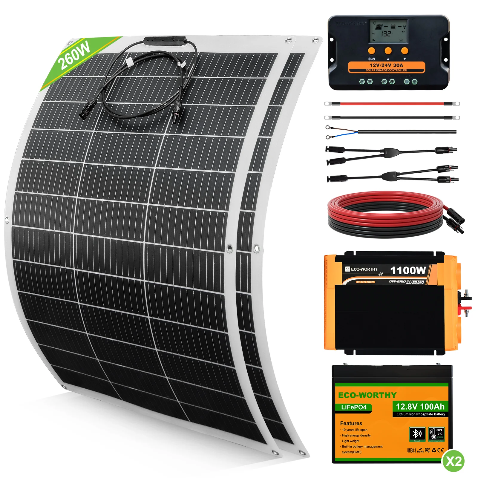 Kit Solar Para Embarcaciones Y Barcos 130W 260W 390W 520W 12V con Batería de Litio - Image 3