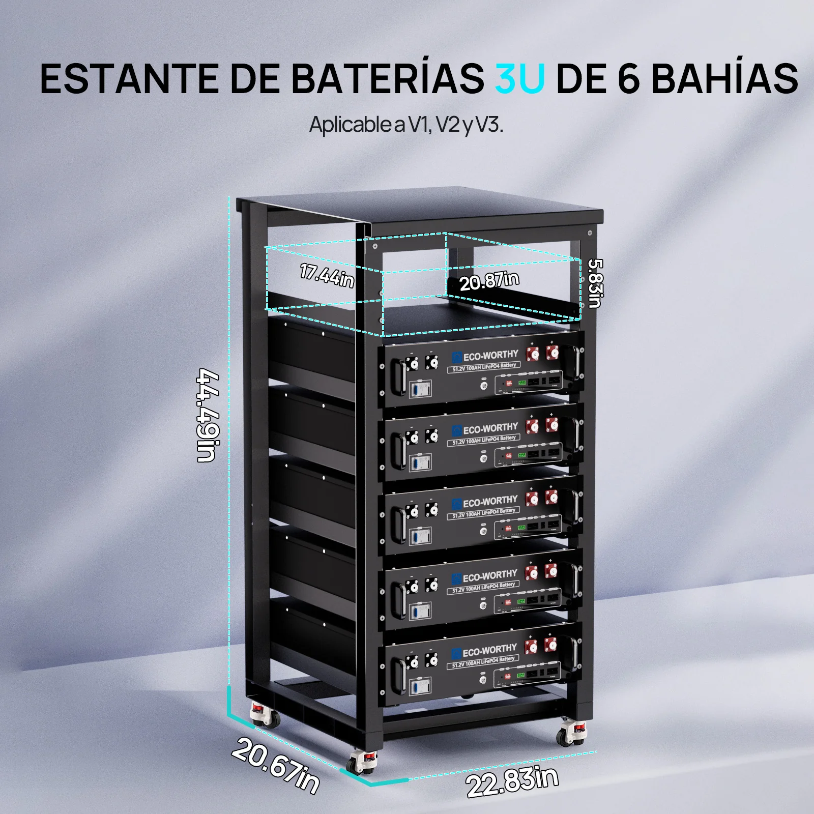 Rack ECO-WORTHY de 6 capas 19 pulgadas para baterías de servidores - Image 3