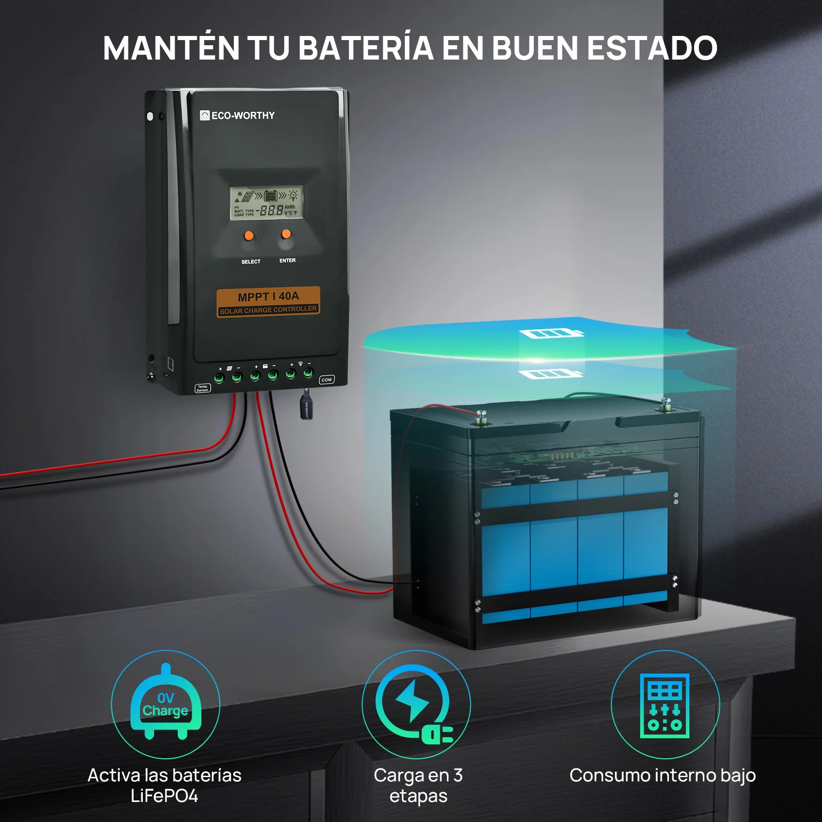 Regulador de Carga MPPT-OLED 12/24V 40A - Image 7