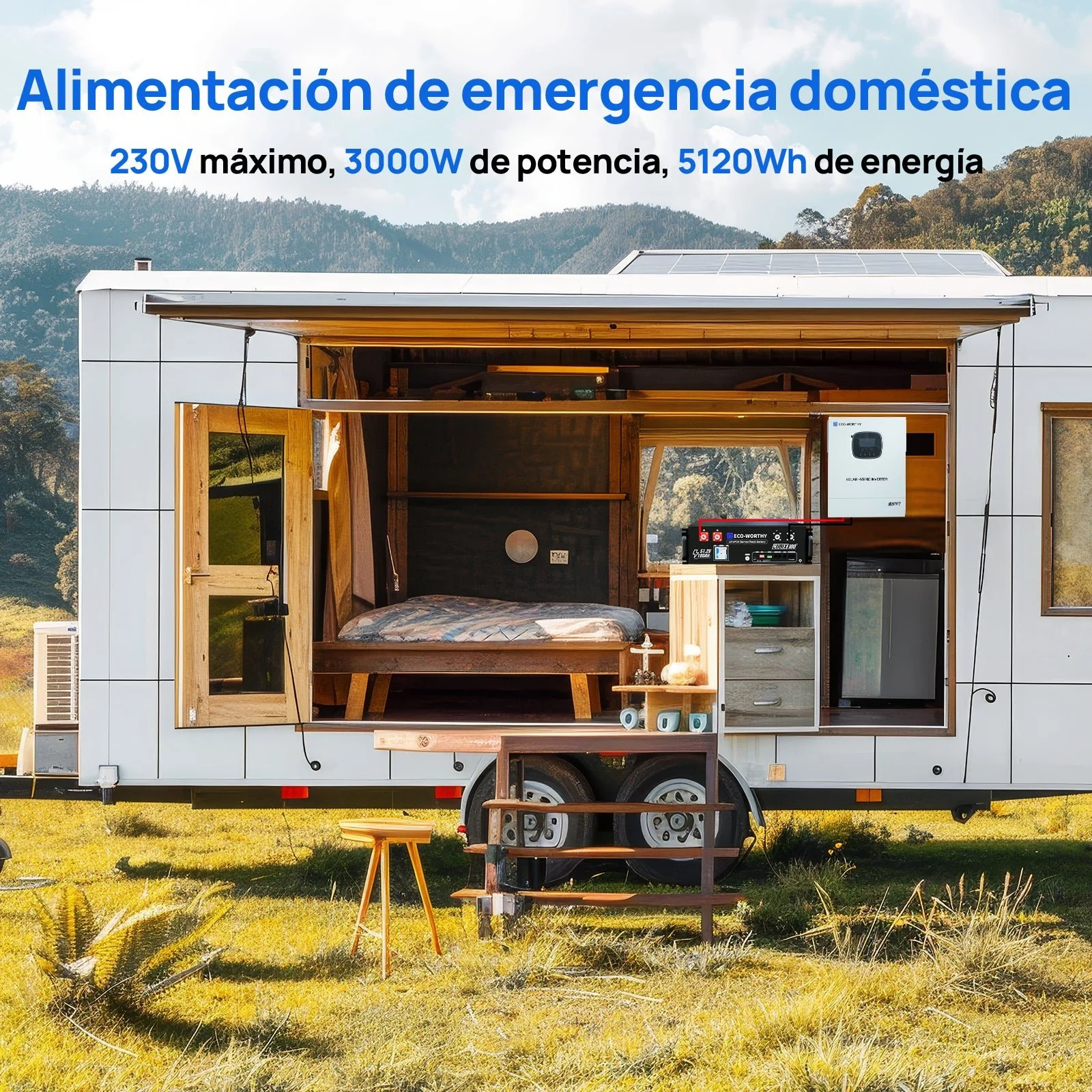 Sistema de respaldo doméstico ECO-WORTHY de 5,12 kWh con LiFePO4 de 48V 100Ah e inversor híbrido de 48V 3000W - Image 11