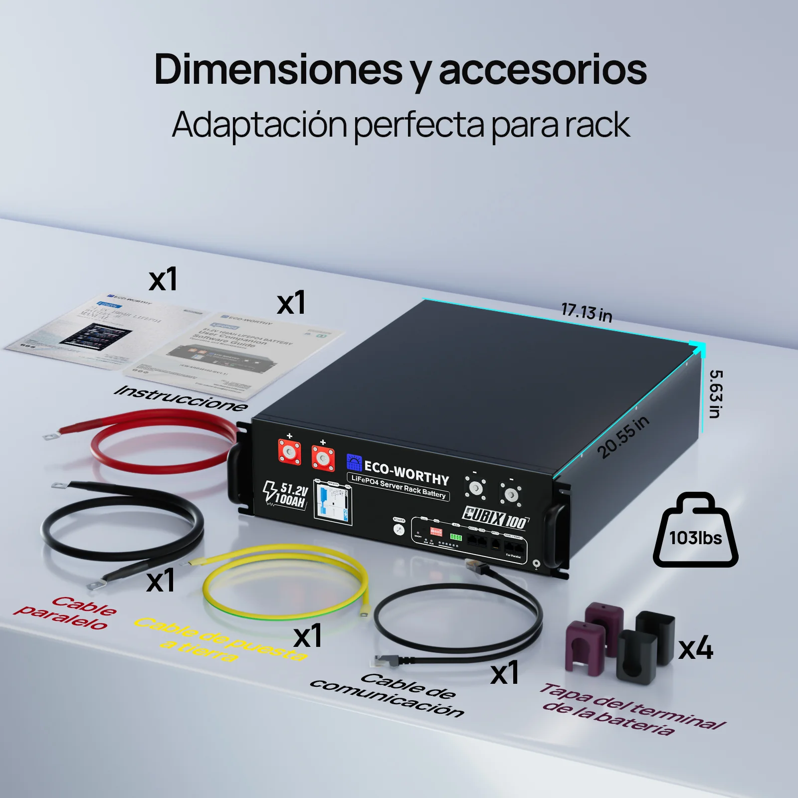 Sistema de respaldo doméstico ECO-WORTHY de 5,12 kWh con LiFePO4 de 48V 100Ah e inversor híbrido de 48V 3000W - Image 8